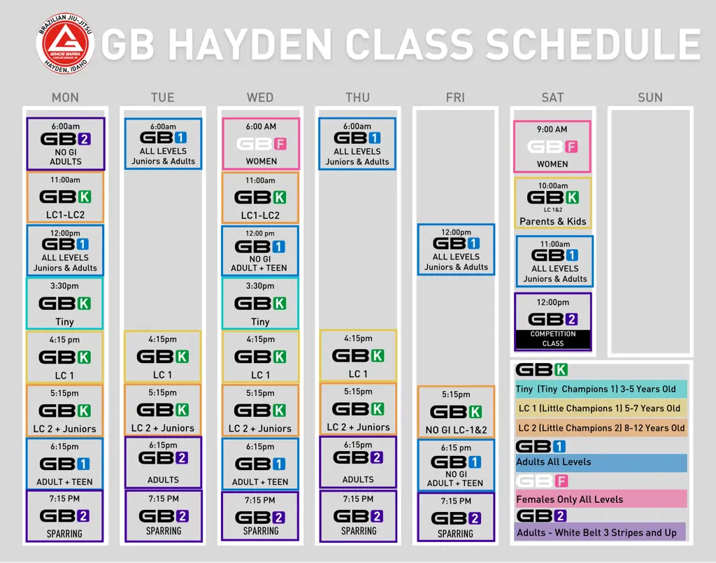 Weekly Class Schedule